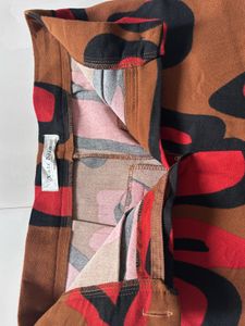 Brown &amp; Red Abstract Print bootcut Pants