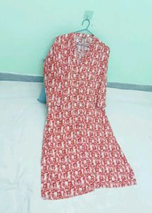 Chic Red &amp; White Printed kurti