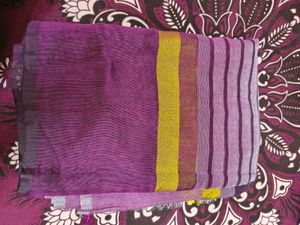Vibrant Purple Striped Saree