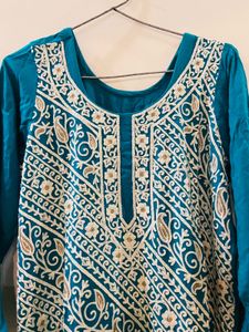 Beautiful Teal Embroidered Kurta Set