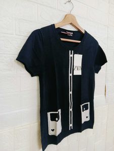 Black Pocket Detail T-Shirt