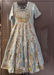 Embroidered Light Blue Ethnic Gown