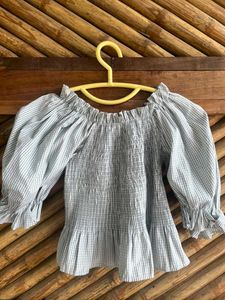 Striped Smocked Puff Sleeve Top
