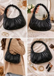 Black Ruched Handle Shoulder Bag