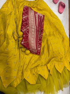 Designer Yellow Lehenga with Red Blouse