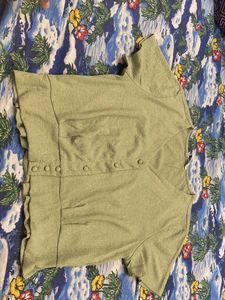 ONLY Light Green Textured Button-Up Top
