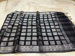 Elegant Black Duptta with Silver Checks