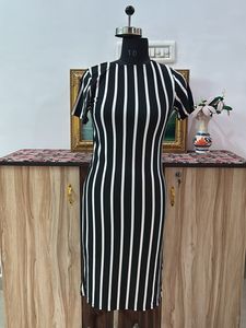 Black & White Striped Sheath Dress