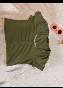 cute Korean style crop top with neck detail