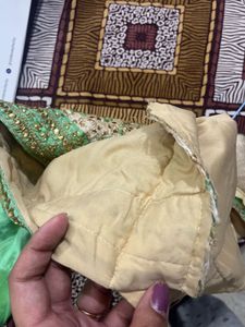 Elegant Green Lehenga Choli Set with padded blouse