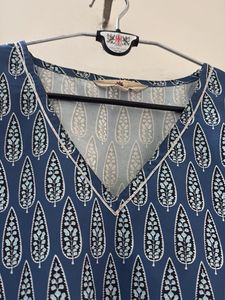 Blue Printed Kurta this size will be L