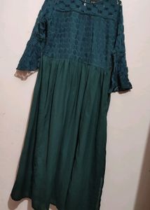 Mehandi Green Plus Size Lace Kurti 36 Bust