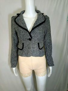 Chic Tweed Blazer with Black Trim XS