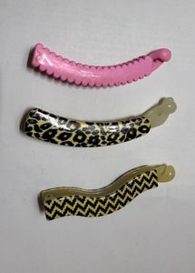 Set of 3 Vintage Banana Hair Clips