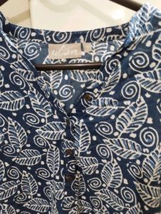 Blue Leaf Print Kurta