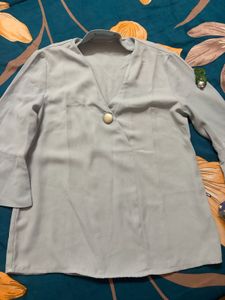 Stylish Blue Butterfly Sleeve Top