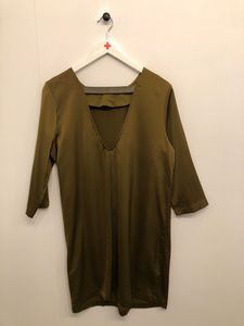 H&amp;M Olive Green Dress with Open Back Detail