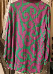 Vibrant Swirl Print Button-Up Shirt