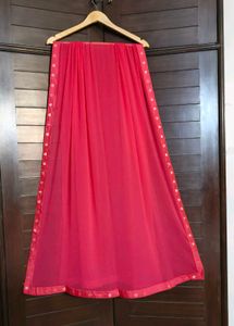 Pink Zari Embroidery Silk Blend Suit Fabric