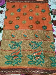 Beautiful Orange Saree with Blouse