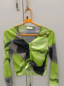 Sheer Ruched Mesh Top