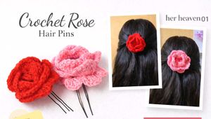 Handmade Crochet Rose Hair Pins