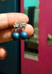Blue Ball & Crystal Earrings