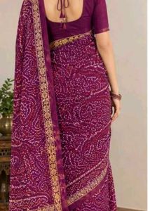 Beautiful Purple Bandhani Saree