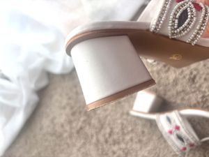 Embellished White Flat Sandals