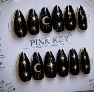Black & Gold Celestial Press-On Nails