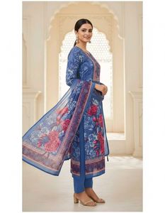 Elegant Floral Print Dress Material