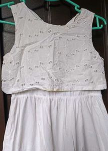 White Eyelet Top Layered Dress