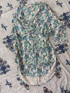 asymmetrical floral kurti