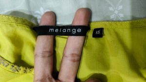 Melange lime yellow greenish Embroidered Kurta