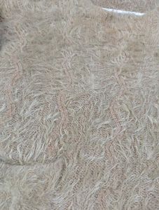 Cozy Chic Furry Beige Winter Top with Pockets