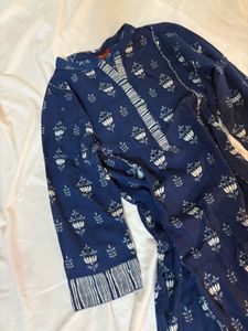 Blue Floral Print Kurta