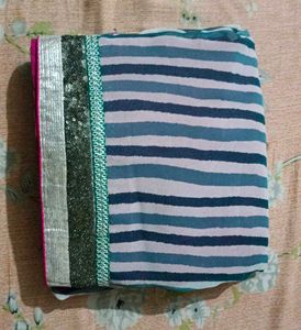 Striped Saree with Embellished Border