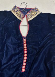 Elegant Navy Blue Velvet Kurta