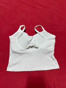 White Ribbed Crop Top