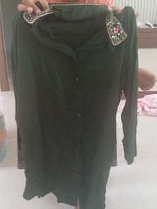 Embellished Dark Green Ethnic Blouse