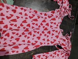 Cute Pink Heart Print Dress