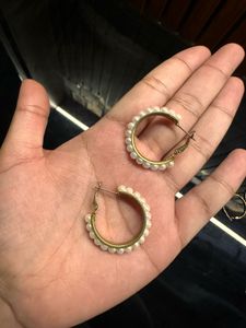 Hoop Earrings and Pearl Ring