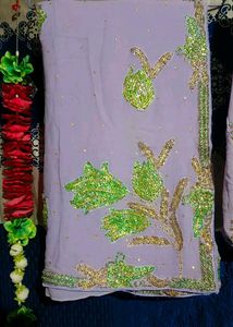 Lavender Saree with Embellishments