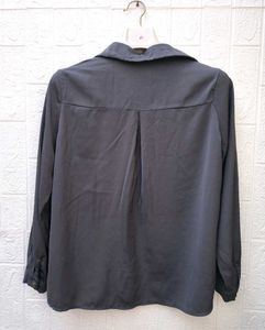 Korean Baggy Satin Button-Up Shirt