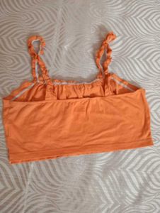 Orange Tie-Front Crop Top