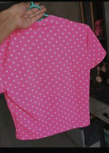 Vibrant Pink Shein Polka Dot Top