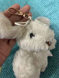 Cute and trendy White Bunny Plush bag chain