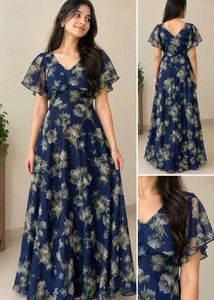 🌸 Elegant Floral Navy Maxi Dress 🌸