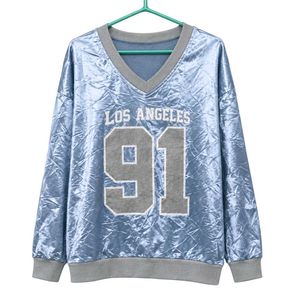 Light Blue "Los Angeles 91" Velour Top