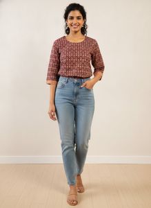 Maroon Printed short Top